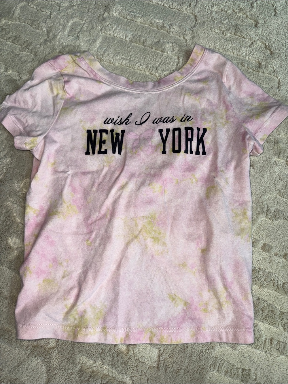 abercrombie kids Pink Tie-Dye "Wish I Was in NEW YORK" Tee 11/12